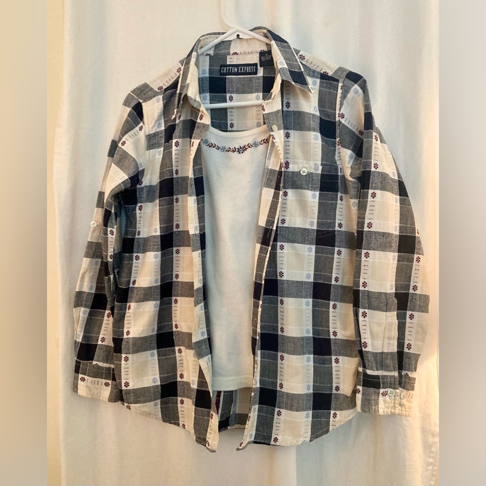 Cotton Express Southwest Style Button Down Shirt w/Attached Shell Size S